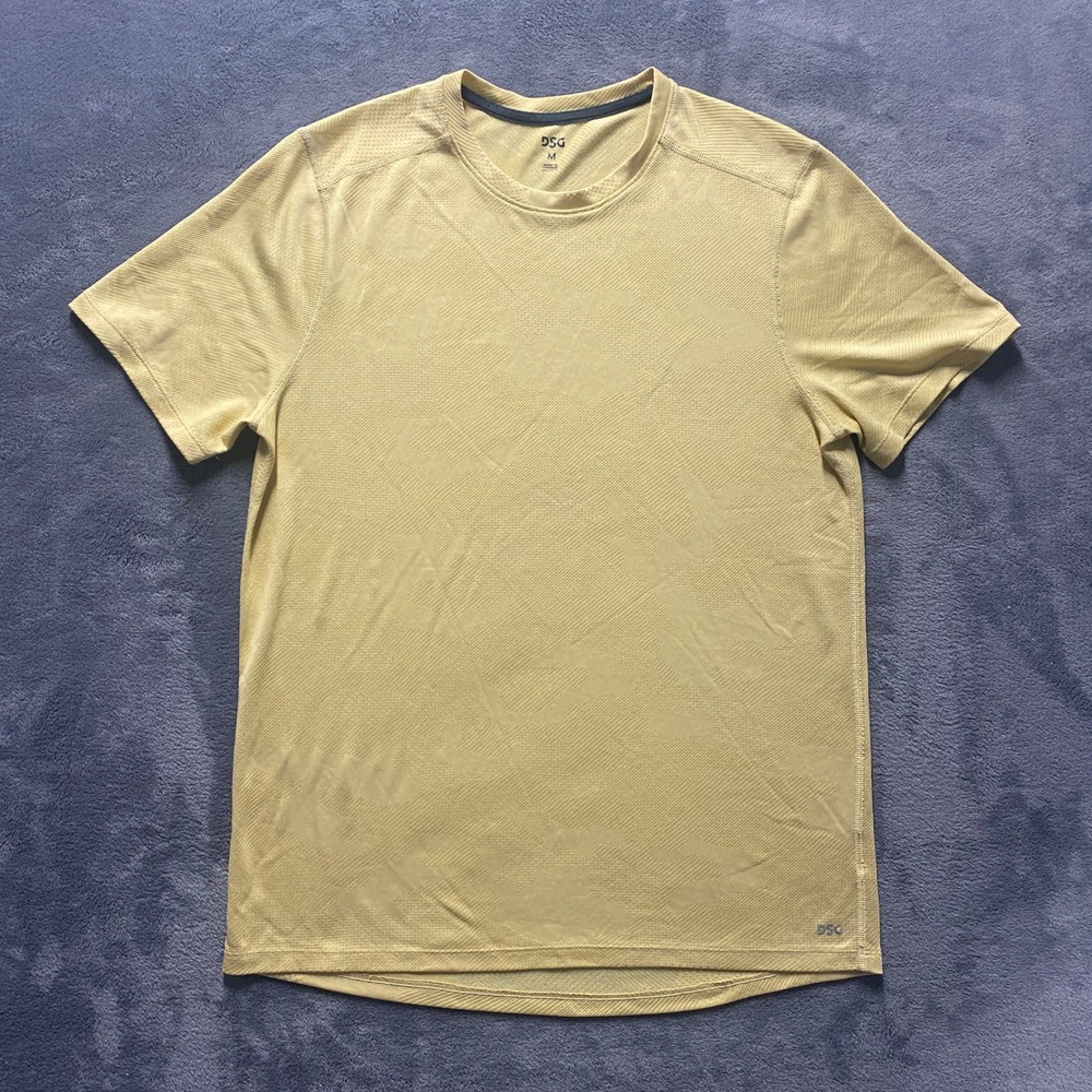 DSG Performance T-Shirt Mens Medium Yellow Good Short Sleeve Textured Activewear